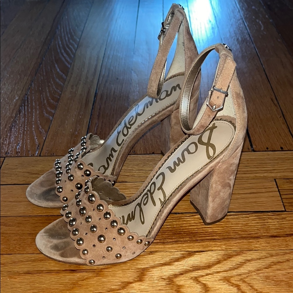 COPY - Sam Edelman YARIA Tan Studded Suede Sandals